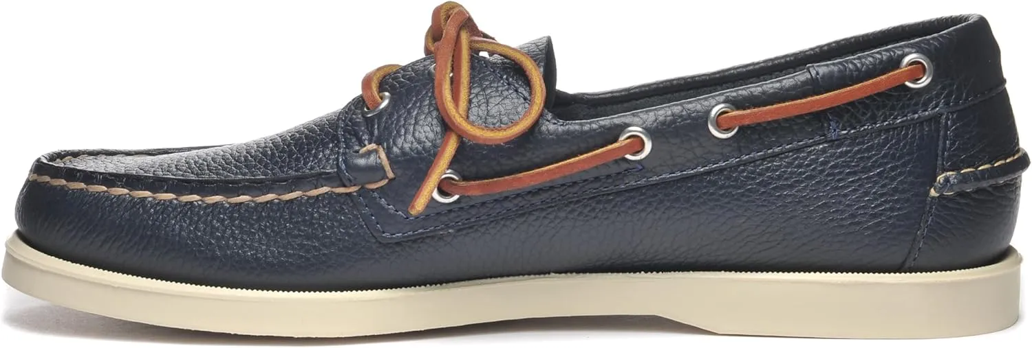 Sebago Men's Portland Martellato Boat Shoes - Handsewn Full-Grain Leather Moccasins with Non-Slip Rubber Soles