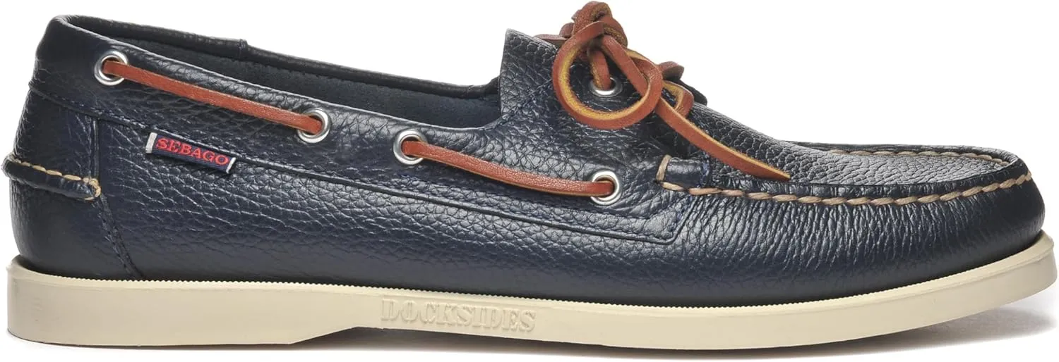 Sebago Men's Portland Martellato Boat Shoes - Handsewn Full-Grain Leather Moccasins with Non-Slip Rubber Soles