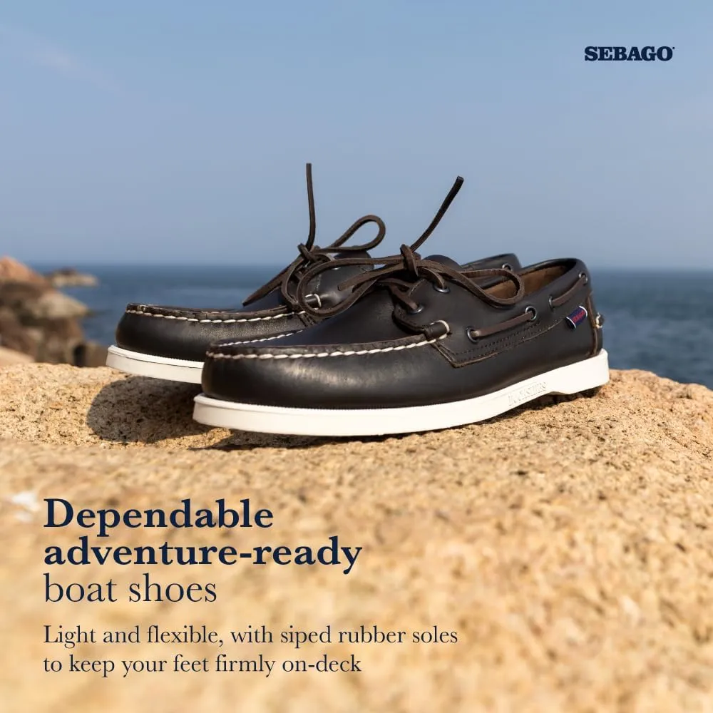 Sebago Portland Boat Shoes - Full-Grain Leather Moccasins, Handsewn with Leather Sock Lining and Non-Marking, Slip-Resistant Sipped Rubber Outsoles
