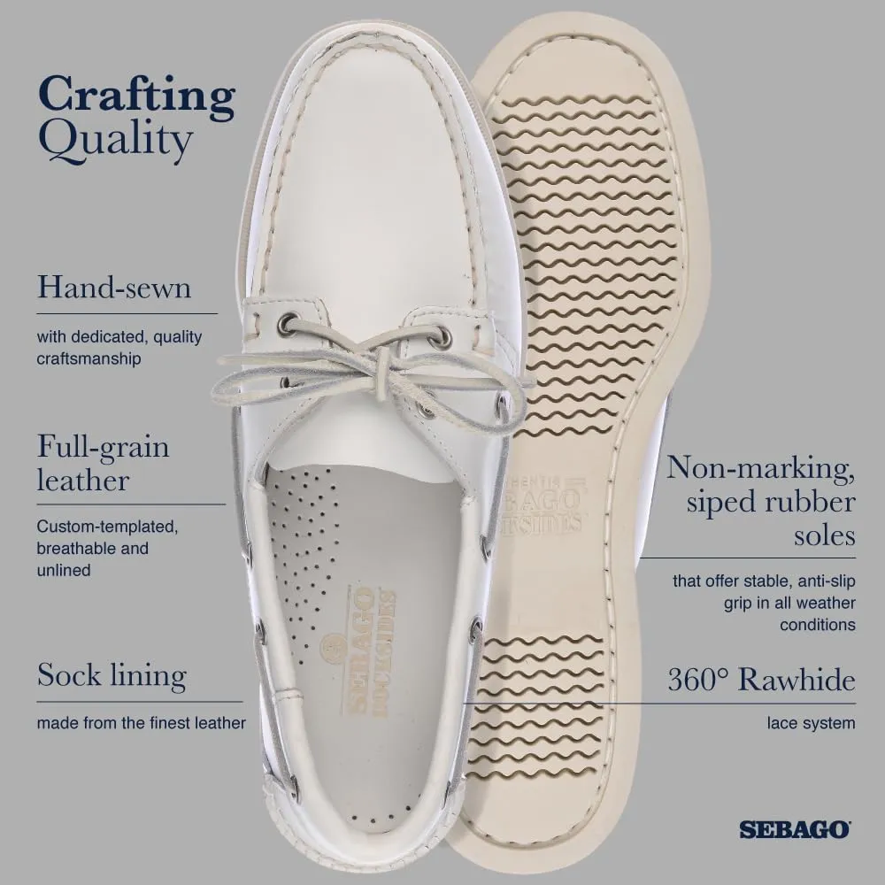 Sebago Portland Boat Shoes - Full-Grain Leather Moccasins, Handsewn with Leather Sock Lining and Non-Marking, Slip-Resistant Sipped Rubber Outsoles