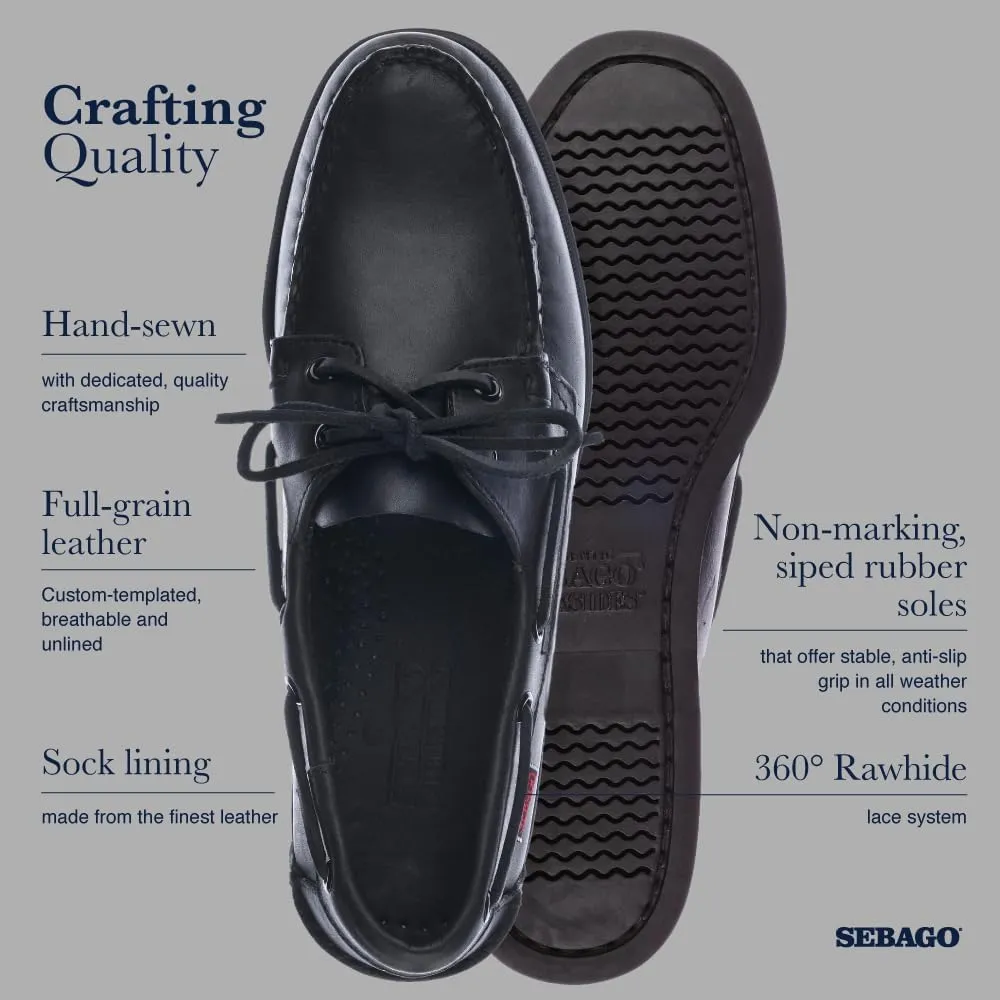 Sebago Portland Boat Shoes - Full-Grain Leather Moccasins, Handsewn with Leather Sock Lining and Non-Marking, Slip-Resistant Sipped Rubber Outsoles