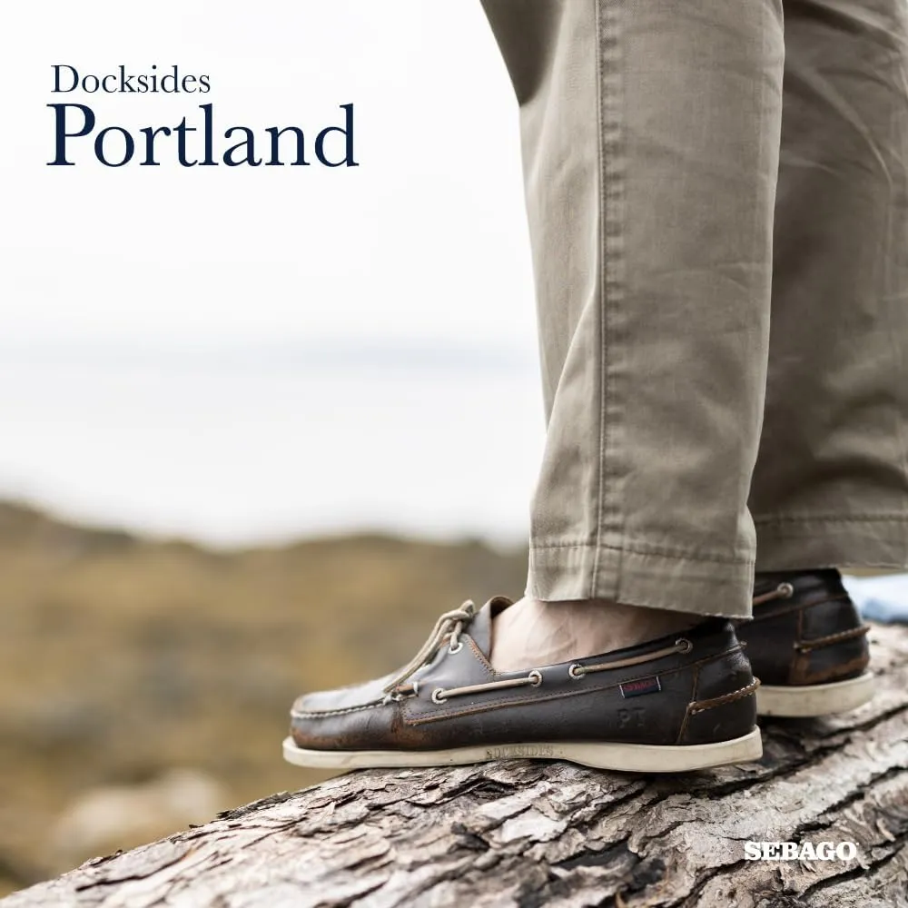 Sebago Portland Boat Shoes - Full-Grain Leather Moccasins, Handsewn with Leather Sock Lining and Non-Marking, Slip-Resistant Sipped Rubber Outsoles
