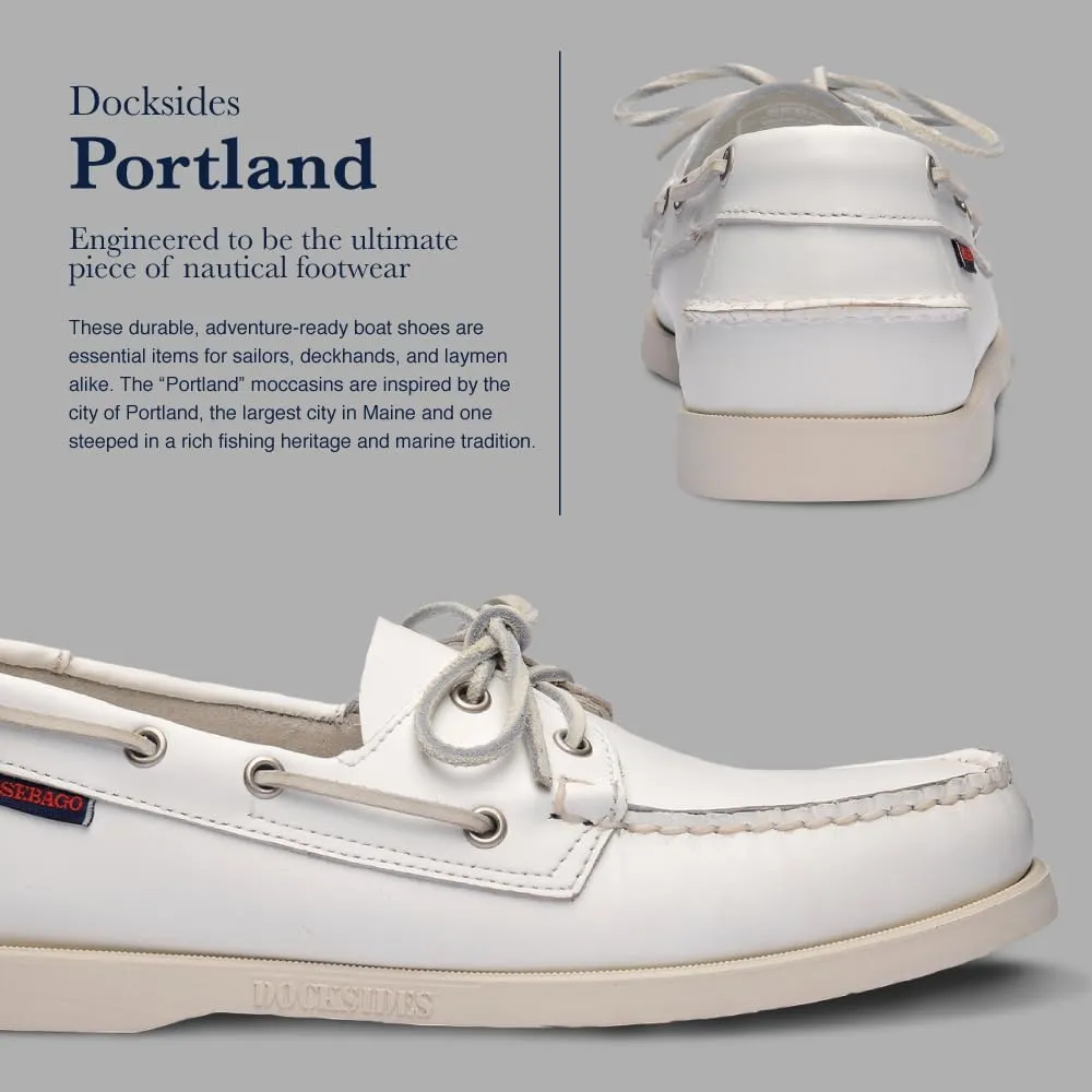 Sebago Portland Boat Shoes - Full-Grain Leather Moccasins, Handsewn with Leather Sock Lining and Non-Marking, Slip-Resistant Sipped Rubber Outsoles