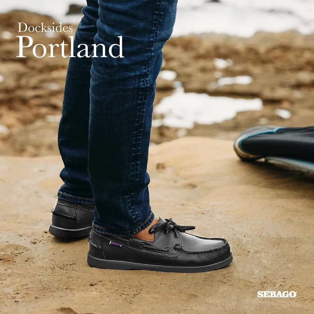 Sebago Portland Boat Shoes - Full-Grain Leather Moccasins, Handsewn with Leather Sock Lining and Non-Marking, Slip-Resistant Sipped Rubber Outsoles