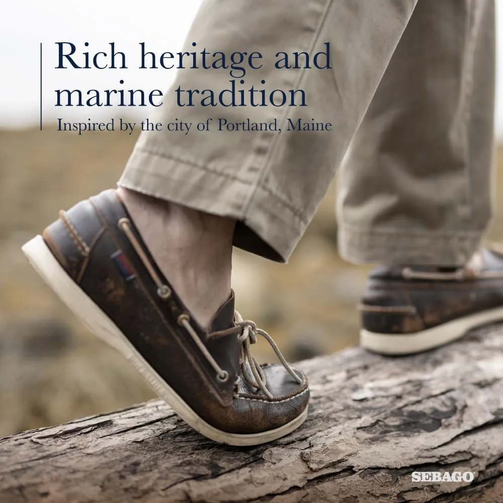 Sebago Portland Boat Shoes - Full-Grain Leather Moccasins, Handsewn with Leather Sock Lining and Non-Marking, Slip-Resistant Sipped Rubber Outsoles