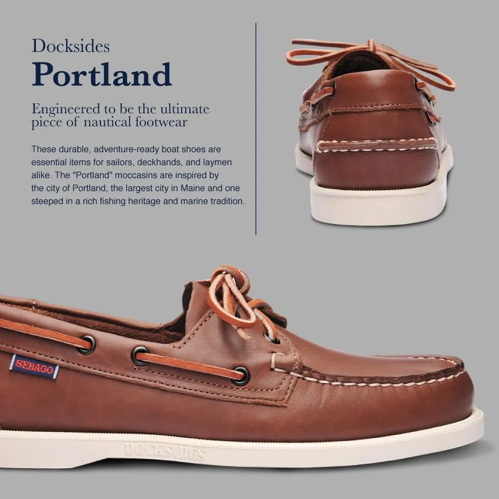 Sebago Portland Women - Handsewn Boat Shoes for Women Made with Full-Grain Leather, with Leather Sock Lining and Non-Marking, Non-Slip Rubber Outsoles