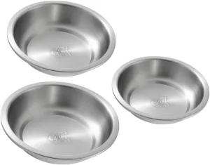 SECFOU 3pcs Round Stainless Steel Serving Plates Lightweight Metal Dinner Dish for Camping Use Easy to Clean Resistant Dinnerware