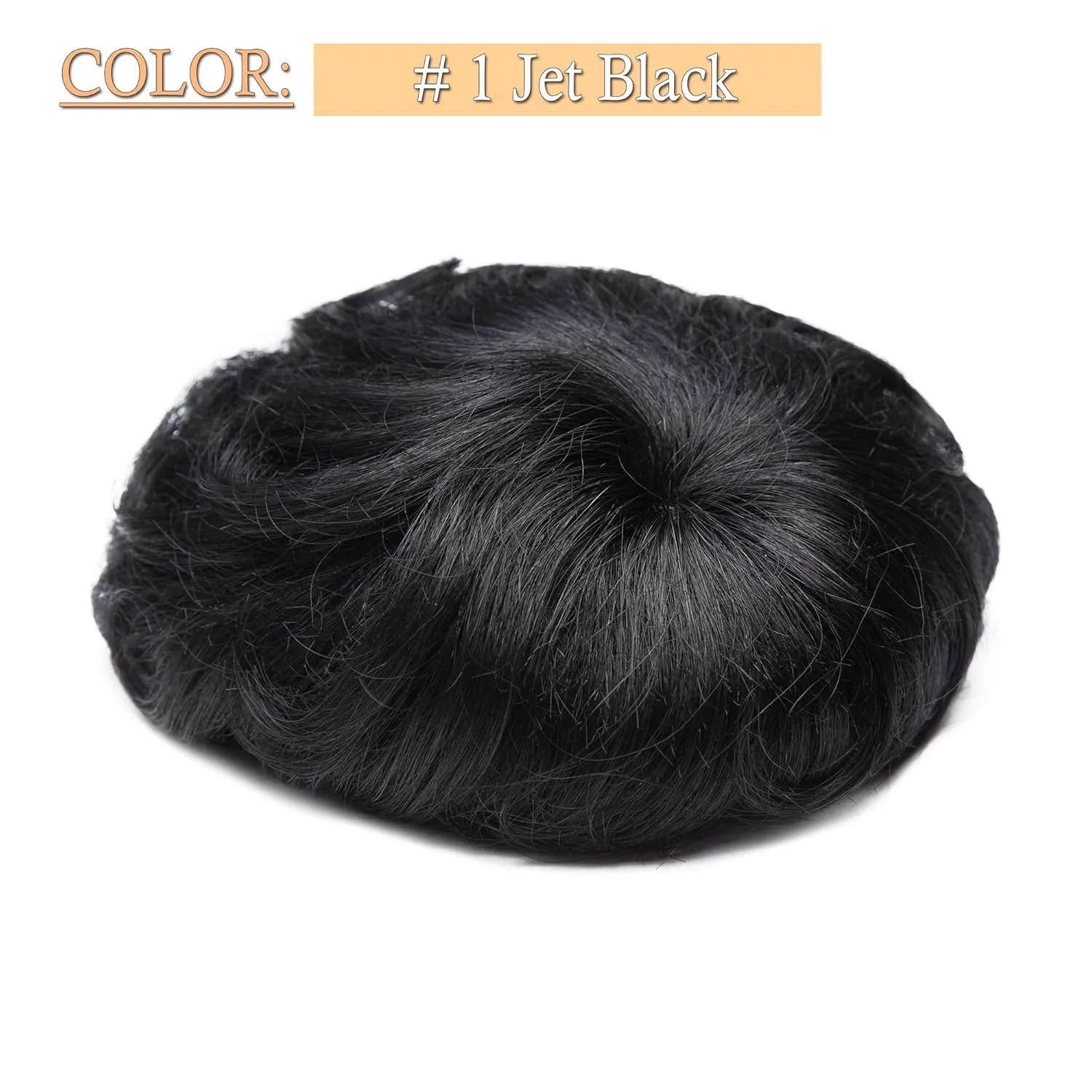SEGO Men's Toupee Human Hair Topper for Women With Short Hair 150% Density 16x19cm Mono Base 100% Human Hair 4 Inch Short Curly Hairpiece Replacement Wig -Jet Black