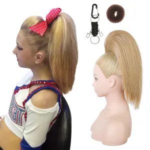 SEIKEA Cheer Ponytail Hair Piece, 10" Straight Tangle-Resistant Smooth Natural Blonde Cheerleader Hairpiece Ponytail Extension for Cheer Competition, Dance, Performance