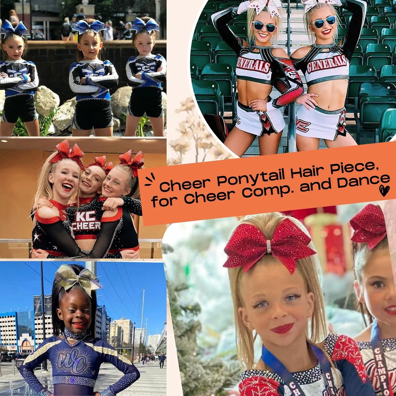 SEIKEA Cheer Ponytail Hair Piece, 10" Straight Tangle-Resistant Smooth Natural Blonde Cheerleader Hairpiece Ponytail Extension for Cheer Competition, Dance, Performance