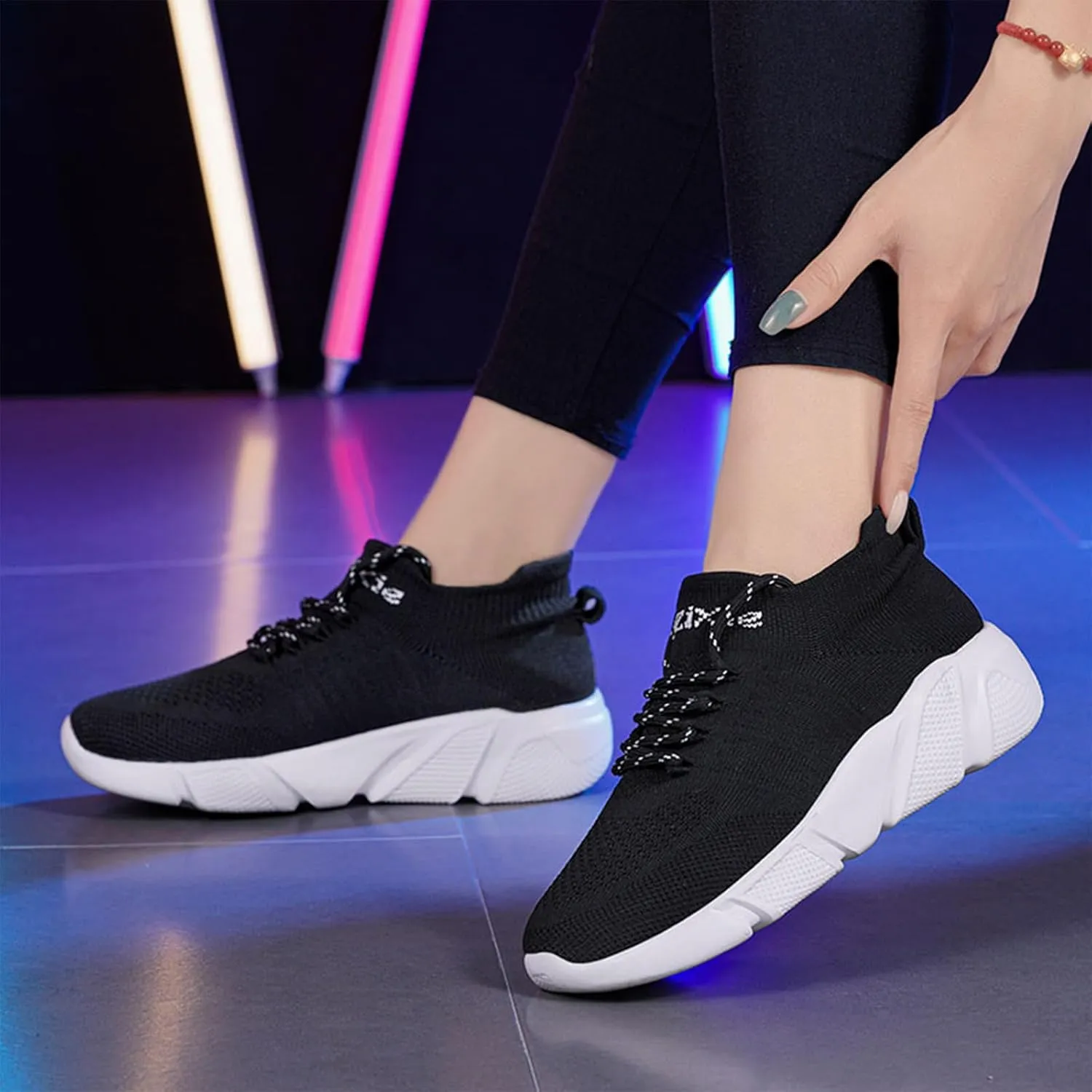 Semshedy Orthopedic Walking Platform Sneakers, Breathable Soft Shoes Mesh Casual Slip On Lightweight Arch Support Shoes