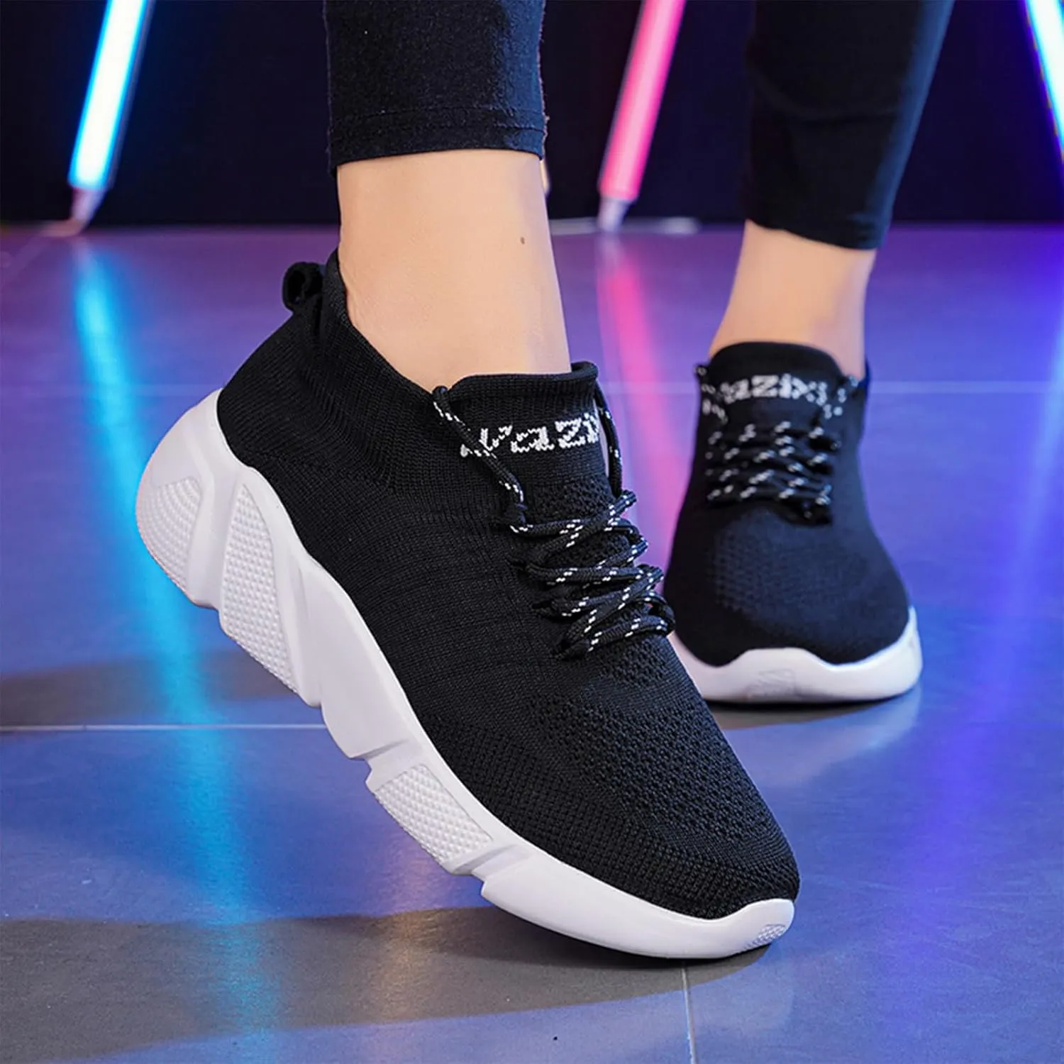 Semshedy Orthopedic Walking Platform Sneakers, Breathable Soft Shoes Mesh Casual Slip On Lightweight Arch Support Shoes