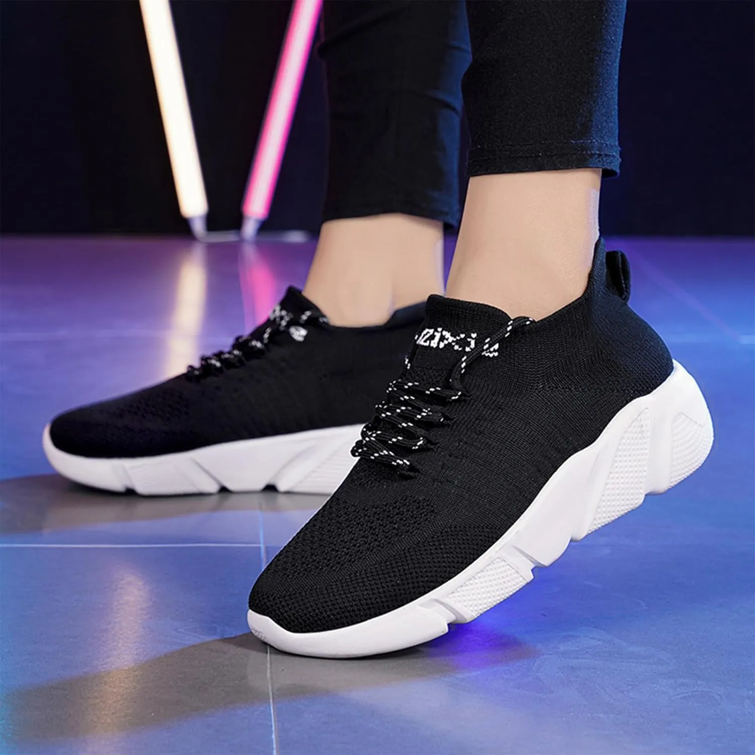 Semshedy Orthopedic Walking Platform Sneakers, Breathable Soft Shoes Mesh Casual Slip On Lightweight Arch Support Shoes