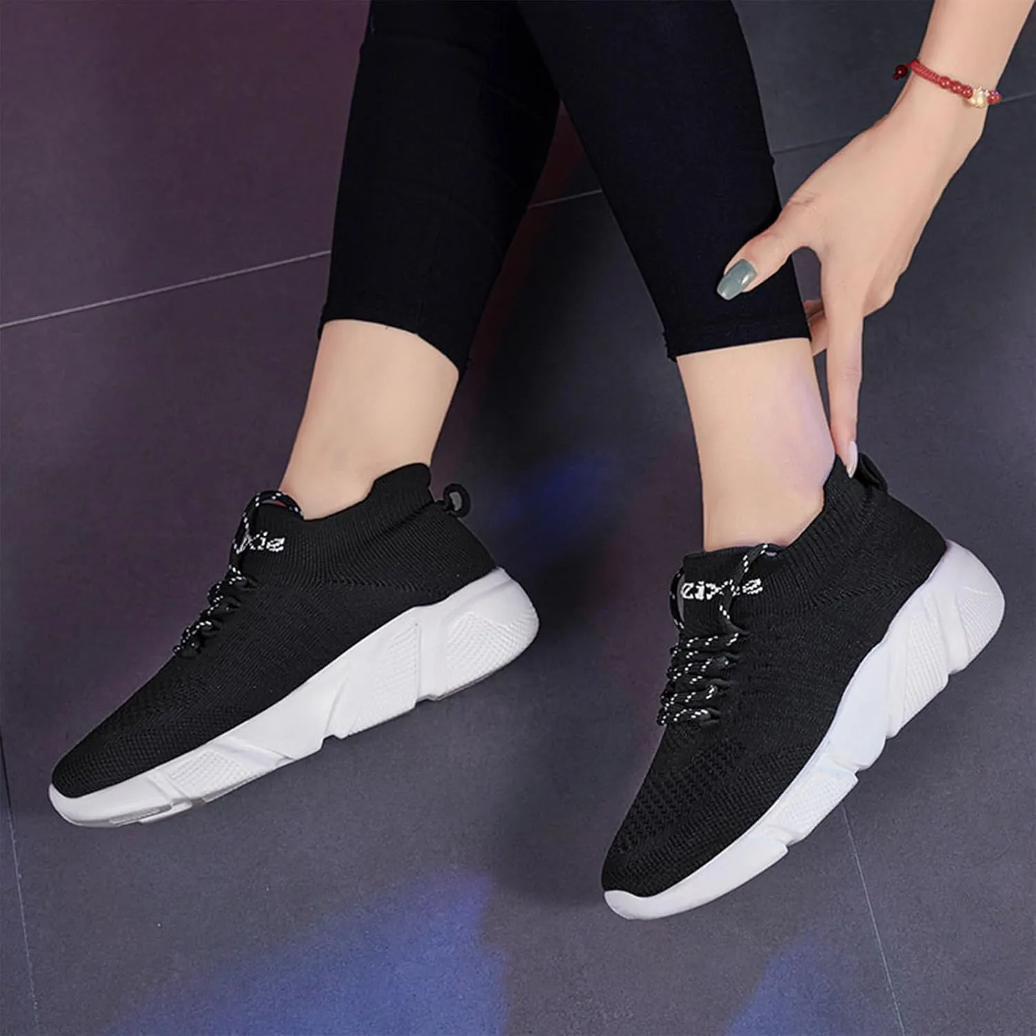 Semshedy Orthopedic Walking Platform Sneakers, Breathable Soft Shoes Mesh Casual Slip On Lightweight Arch Support Shoes