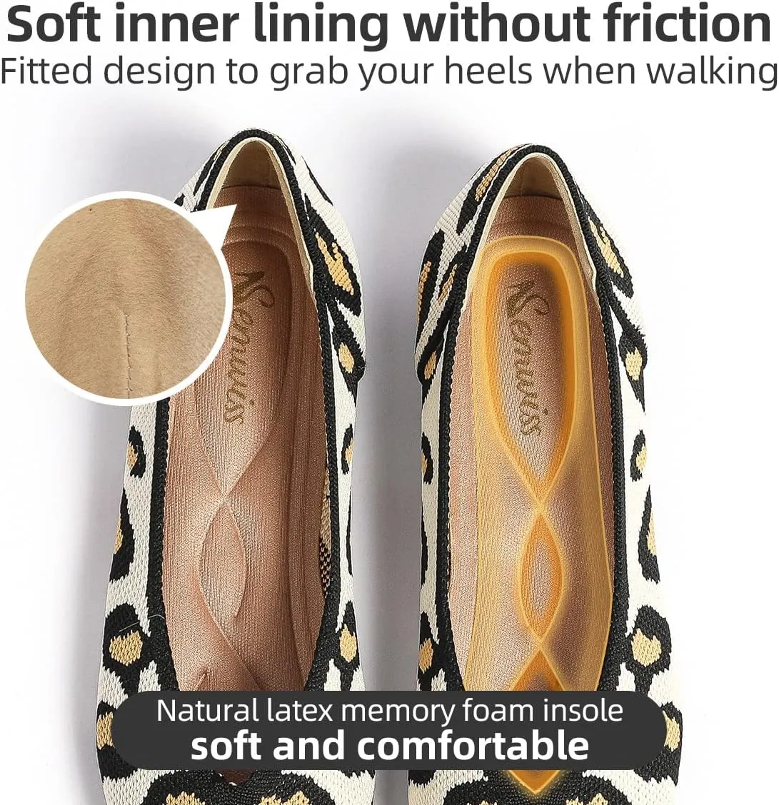 Semwiss Women's Ballet Flats Comfortable Casual Dressy Shoes,Work Flats Office Shoes Pointed Toe Leopard Flats.