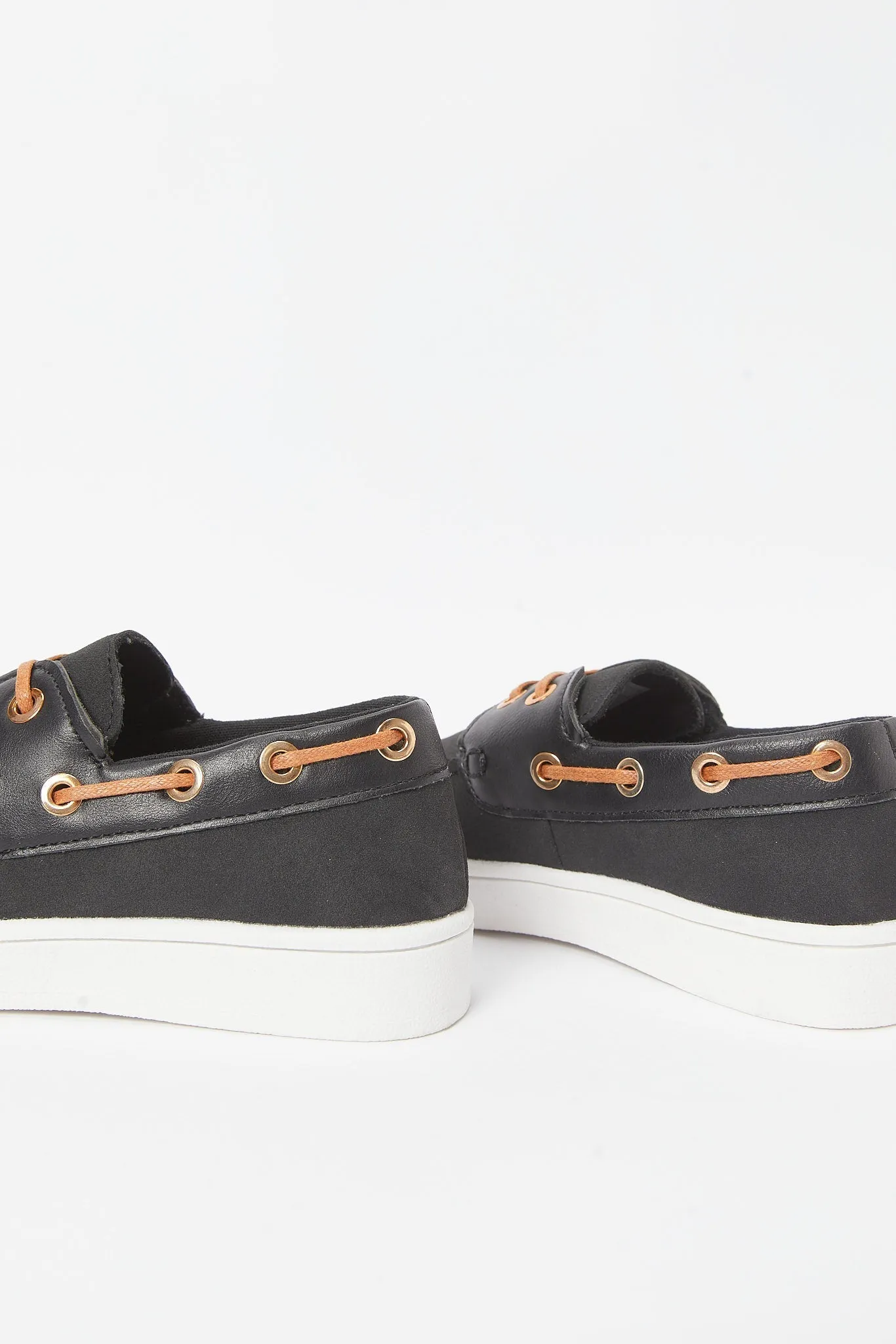 Senior Boys Black Boat Shoe