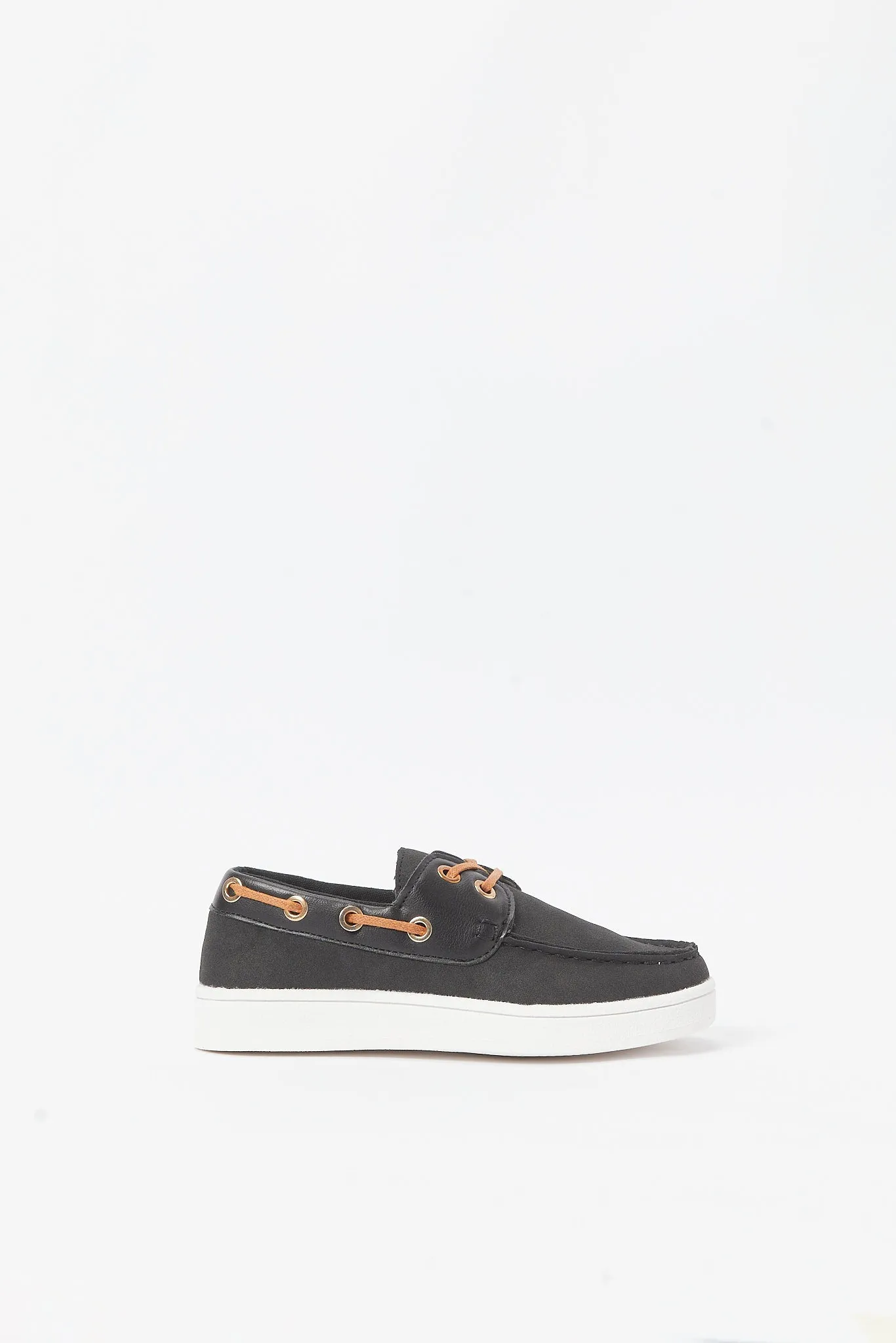 Senior Boys Black Boat Shoe