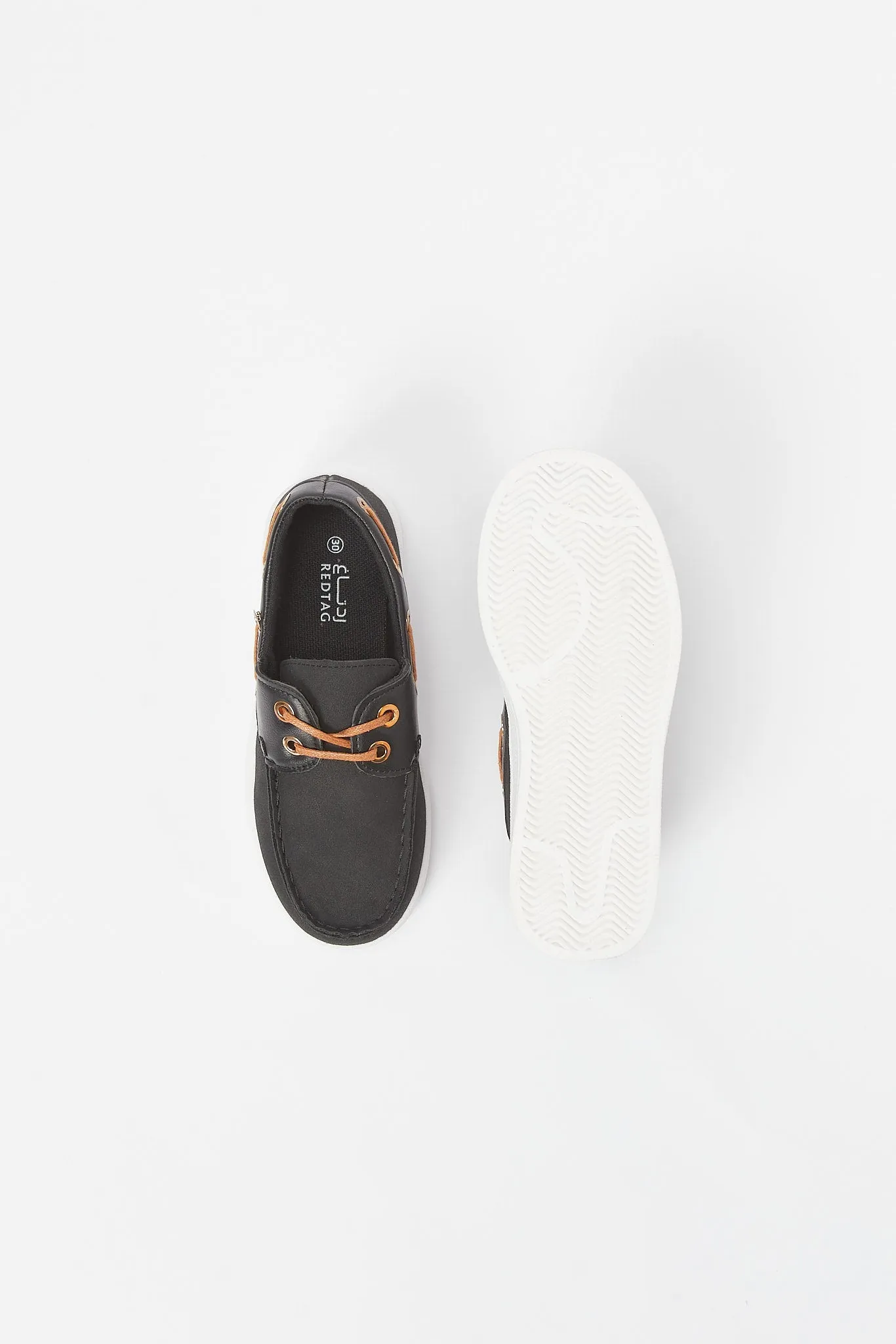 Senior Boys Black Boat Shoe