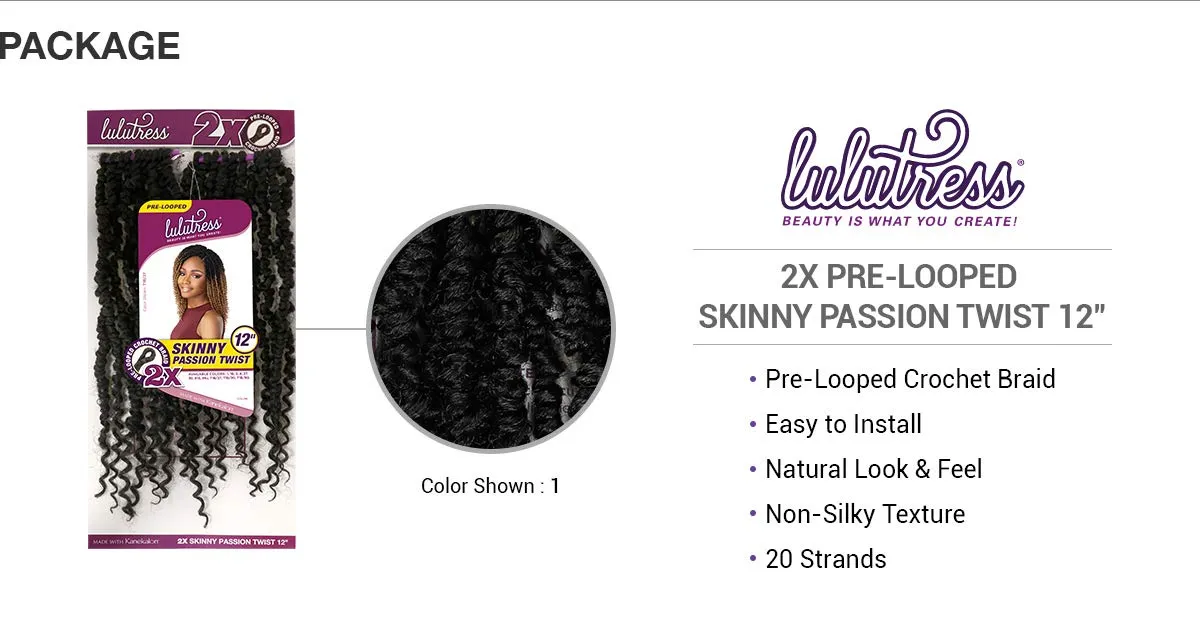 Sensationnel Crochet Braids Lulutress 2X Pre-Looped Skinny Passion Twist 12" (3-PACK, 1)