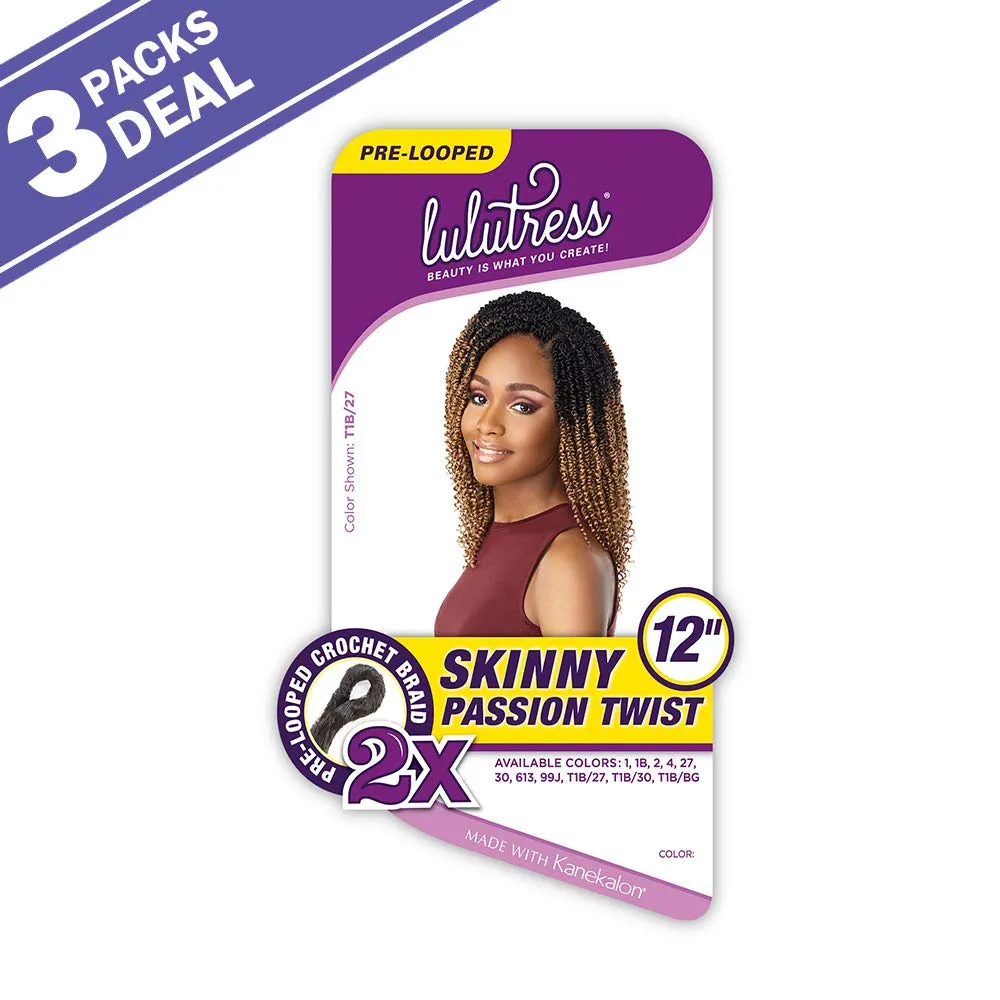 Sensationnel Crochet Braids Lulutress 2X Pre-Looped Skinny Passion Twist 12" (3-PACK, 27)