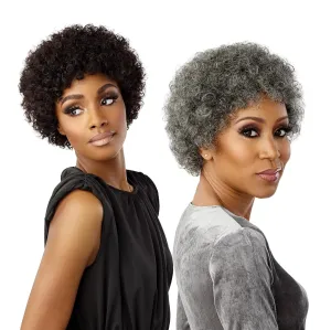 Sensationnel Empire Human Hair Wig - Salt And Pepper Bliss Contouring Mesh Cap Heat Safe (1B OFFBLACK)