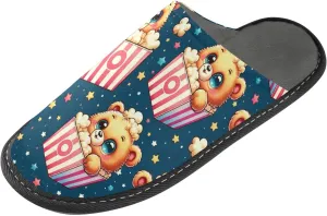 senya Bear Popcorn with Star Fuzzy Slippers Soft Home Bedroom Slippers for Women Men House Shoes