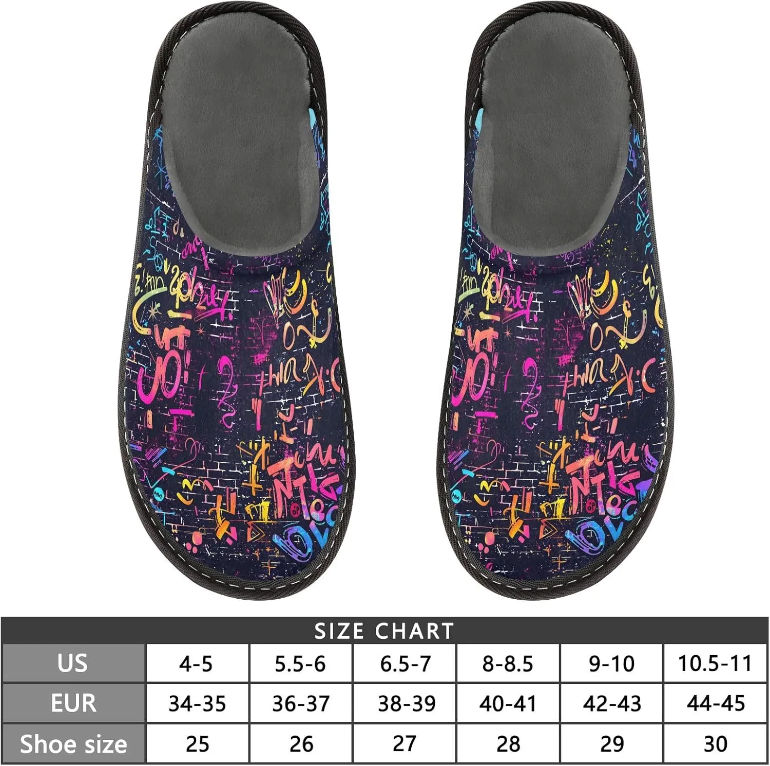 senya Doodle Math Fuzzy Slippers Soft Home Bedroom Slippers for Women Men House Shoes