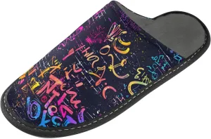senya Doodle Math Fuzzy Slippers Soft Home Bedroom Slippers for Women Men House Shoes