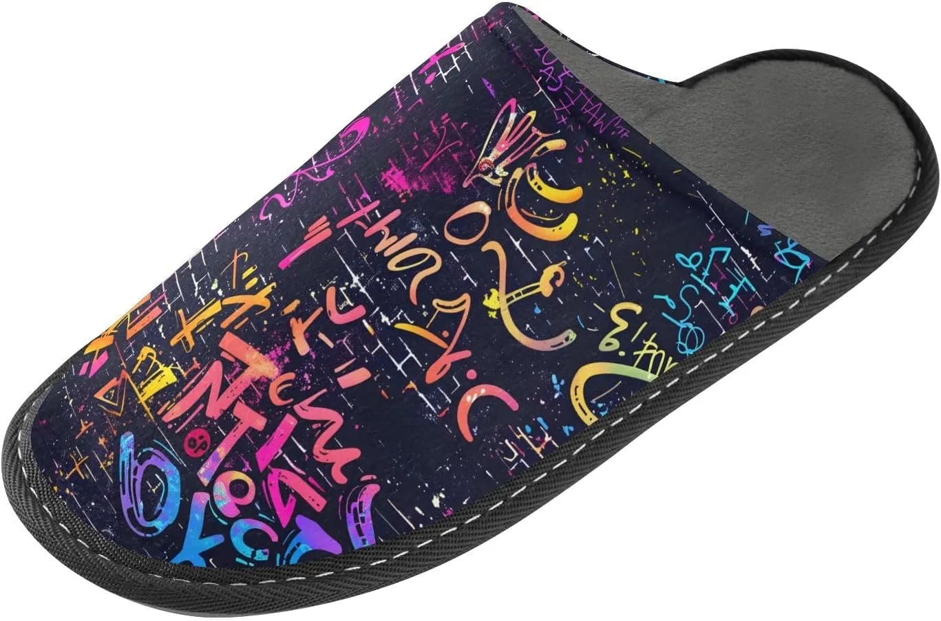 senya Doodle Math Fuzzy Slippers Soft Home Bedroom Slippers for Women Men House Shoes