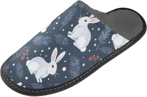 senya Winter Rabbits Snowflakes Fuzzy Slippers Soft Home Bedroom Slippers for Women Men House Shoes