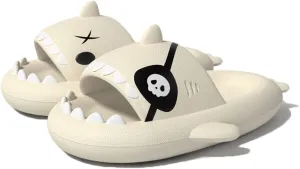 Shark Slides For Women And Men, The Novel Beach Sandals And Non -Slipproof Soles Of Shark Slide Adults commonly Used in Men And Women, Beige