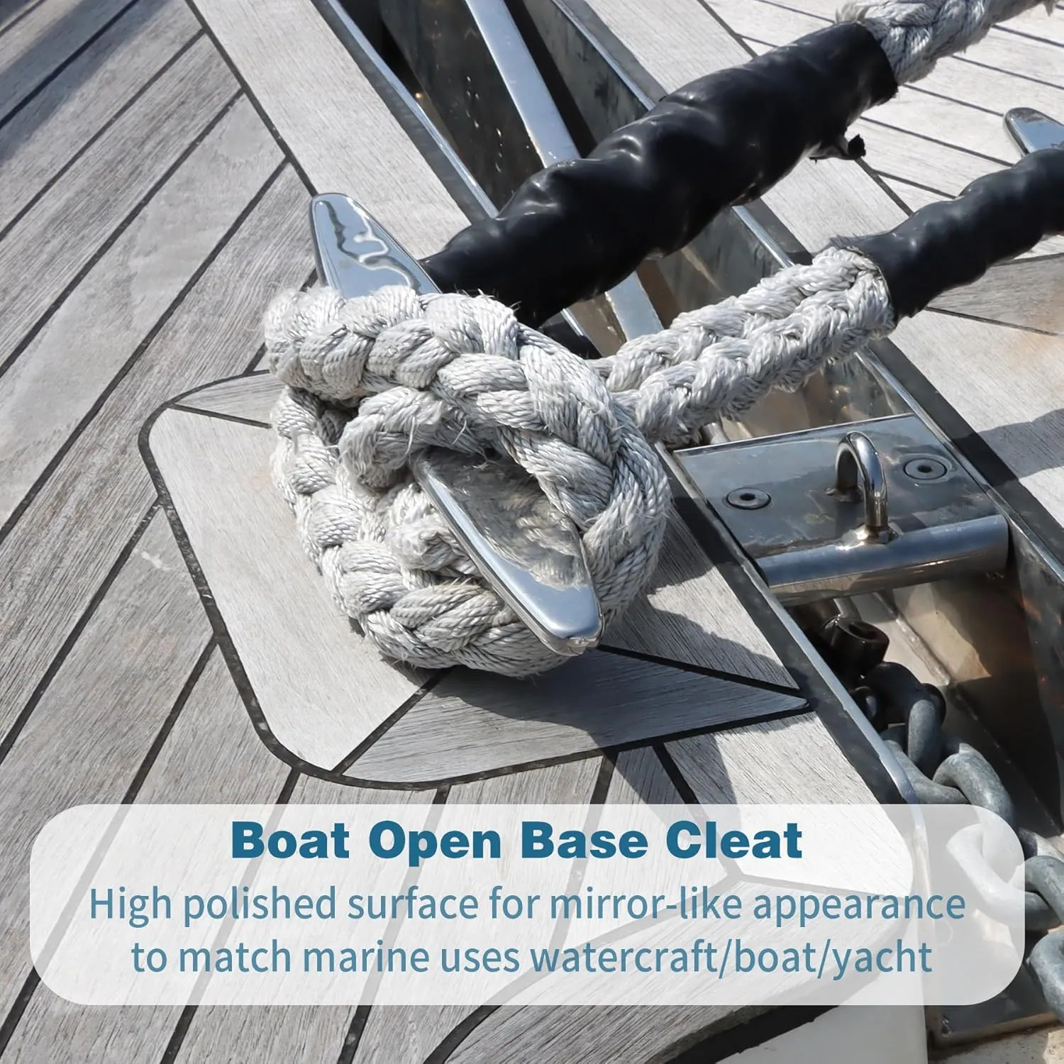 SHENGHUISS Boat Cleat 316 Stainless Steel Open Base Boat Dock Cleats with Fasteners, Marine Grade Rope Cleat for Boat, Dock, Deck, Kayak, Yacht, Nautical Decor (4"/5"/6"/8"/10")