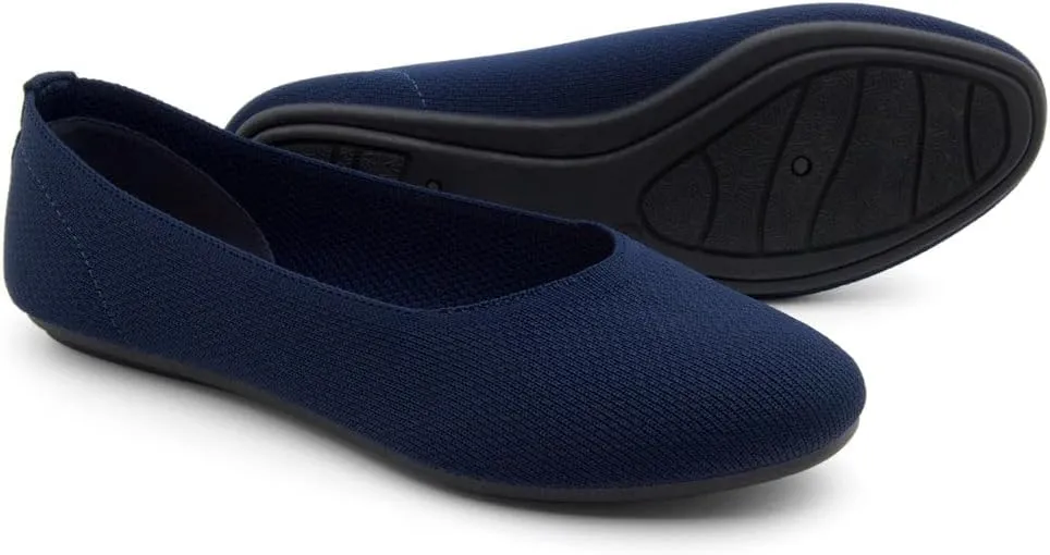 Shoe Land SL-Memory Women’s Flats – Round Toe Dressy Ballet Flats, Foldable Slip-On Knit Flat Shoes with Memory Foam, Comfortable for Daily Wear, Work, Office, and Party