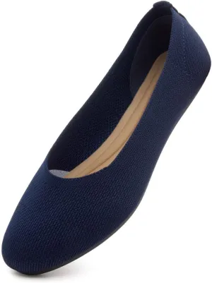 Shoe Land SL-Memory Women’s Flats – Round Toe Dressy Ballet Flats, Foldable Slip-On Knit Flat Shoes with Memory Foam, Comfortable for Daily Wear, Work, Office, and Party