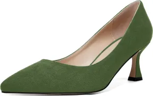 SHOWFOREST Womens Dress Pointed Toe Slip On Suede Wedding Stiletto Mid Heel Pumps Shoes 2.5 Inch