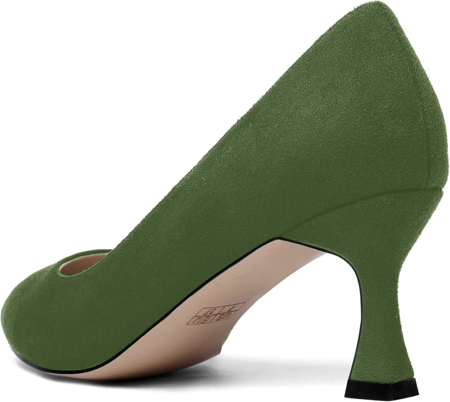 SHOWFOREST Womens Dress Pointed Toe Slip On Suede Wedding Stiletto Mid Heel Pumps Shoes 2.5 Inch
