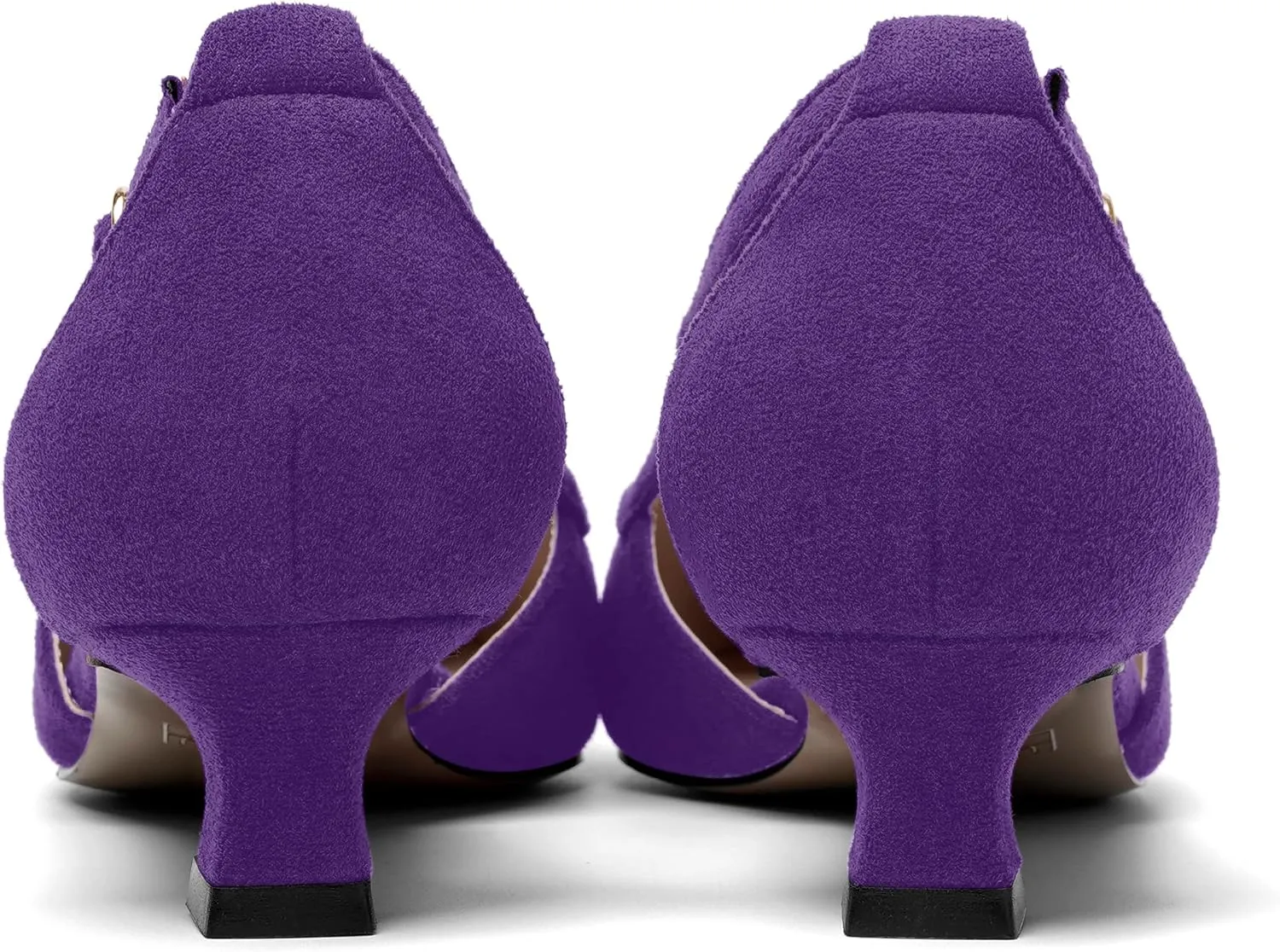 SHOWFOREST Womens Solid Pointed Toe Slip On Wedding Suede Dress Kitten Low Heel Pumps Shoes 1.5 Inch