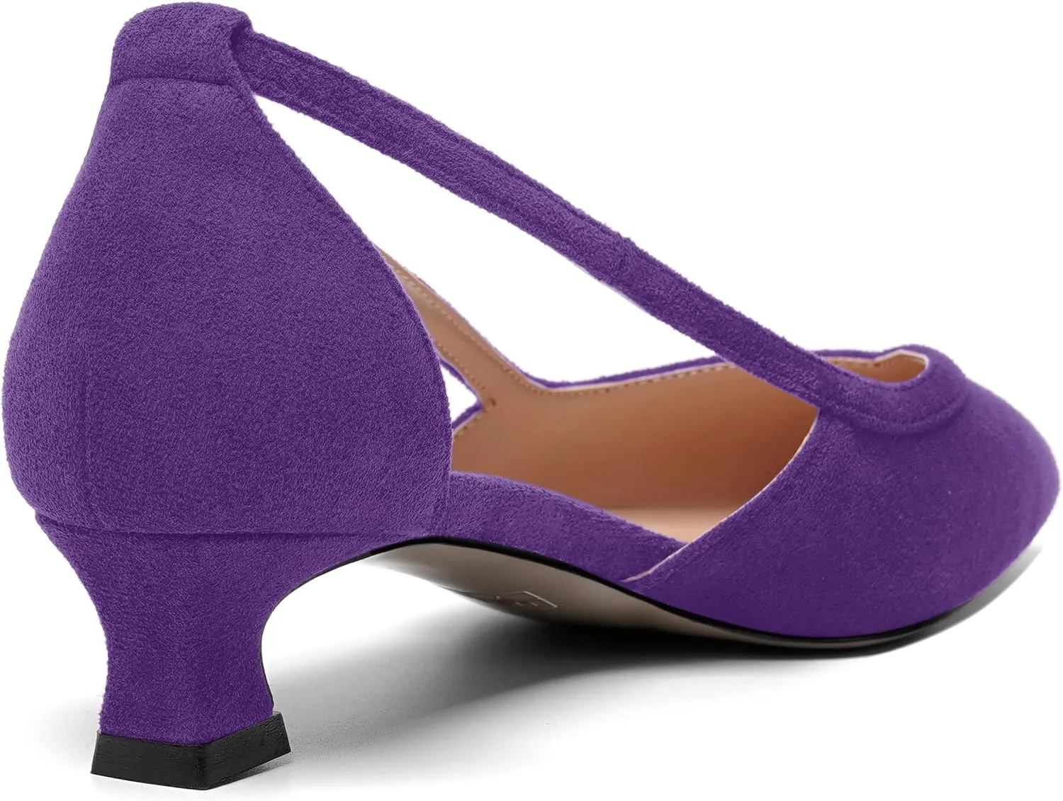 SHOWFOREST Womens Solid Pointed Toe Slip On Wedding Suede Dress Kitten Low Heel Pumps Shoes 1.5 Inch