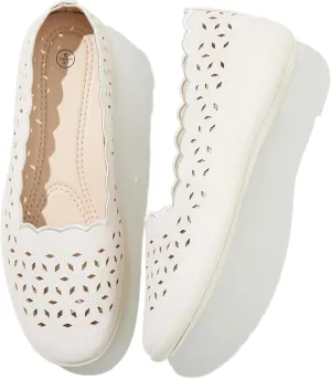 Shupua Flats for Women Dressy Comfortable Women's Ballet Flats Shoes Casual Black Flats Round Toe Womens Slip on Shoes PU Leather Flats Summer with Diamond Eyelets