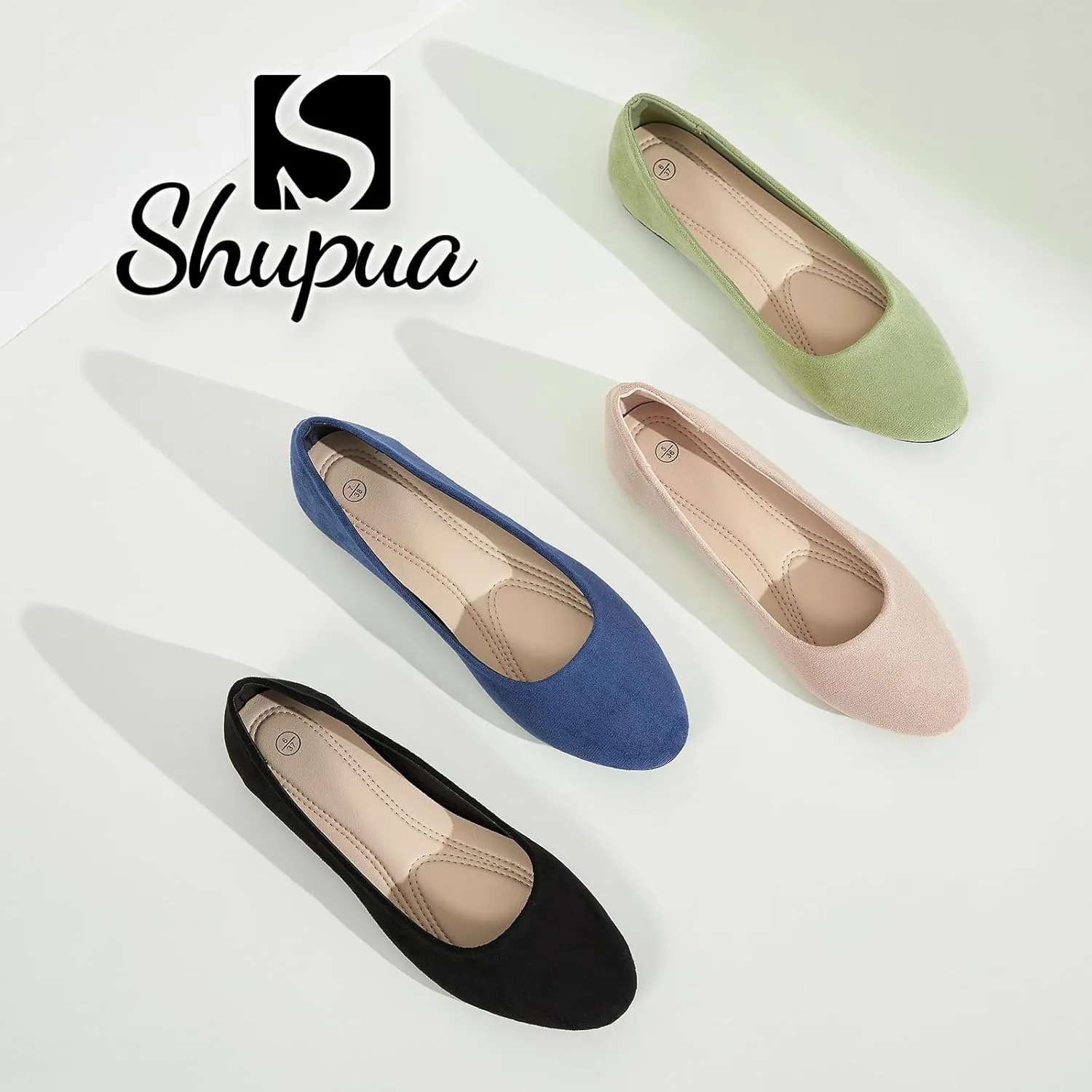 Shupua Flats for Women Round Toe Flat Shoes Dressy Black Ballet Flats Comfortable Womens Dress Shoes Ballerina Flats for Work