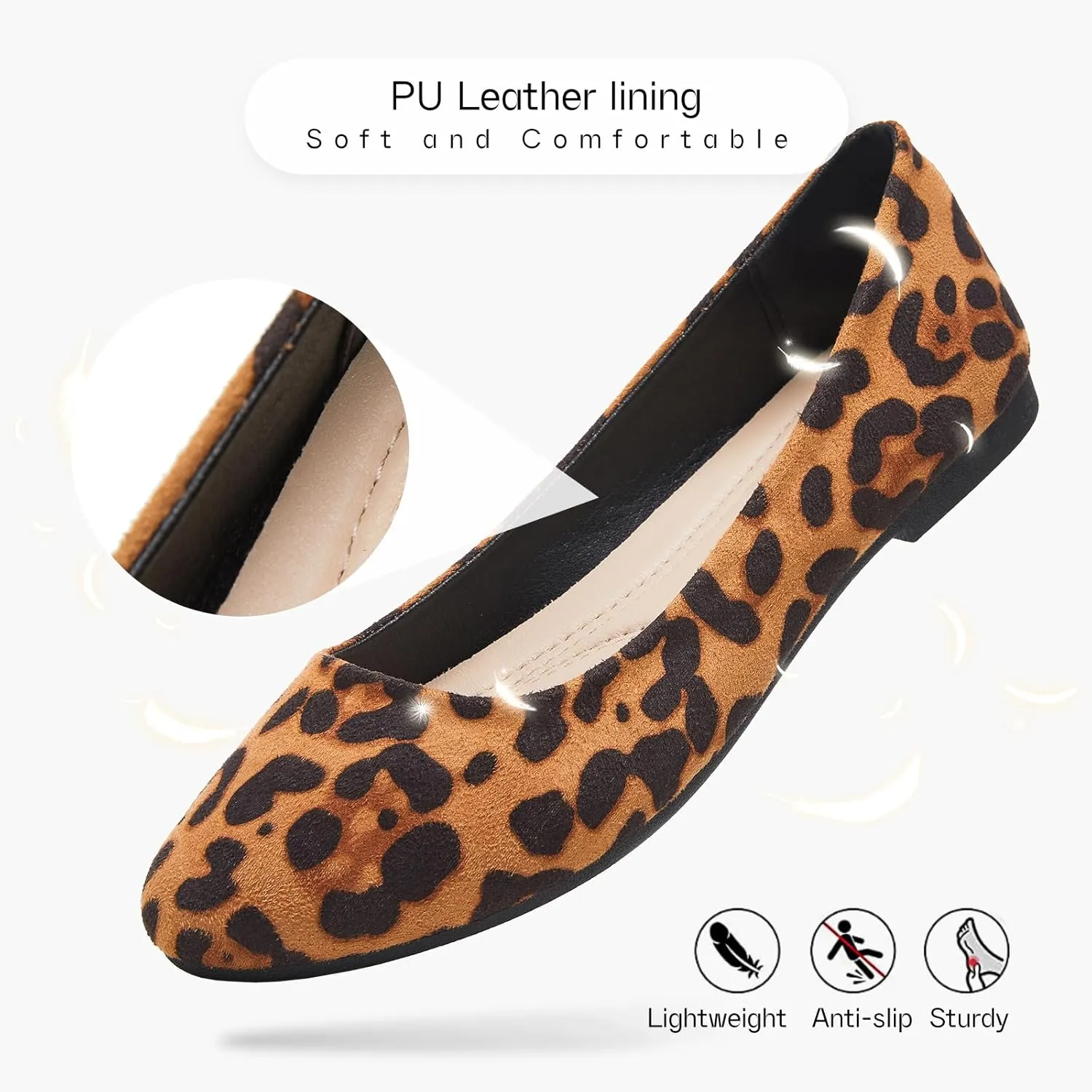 Shupua Flats for Women Round Toe Flat Shoes Dressy Black Ballet Flats Comfortable Womens Dress Shoes Ballerina Flats for Work
