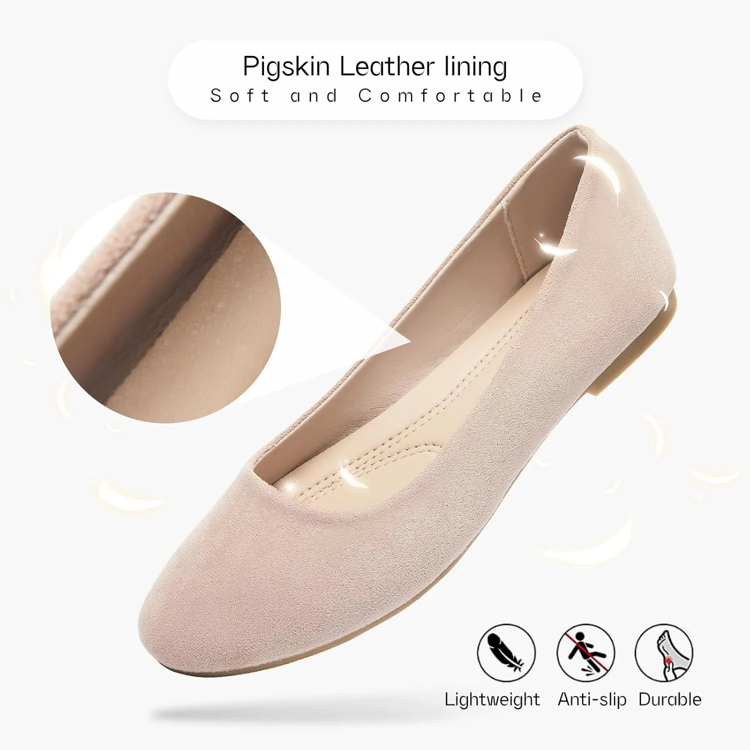 Shupua Flats for Women Round Toe Flat Shoes Dressy Black Ballet Flats Comfortable Womens Dress Shoes Ballerina Flats for Work