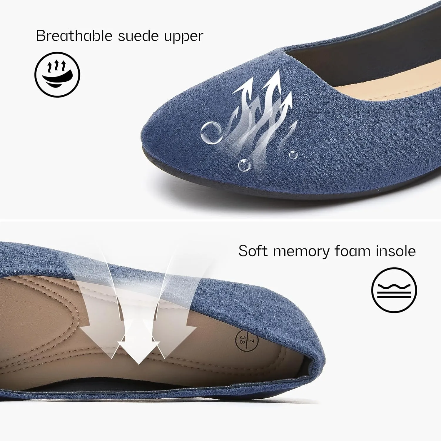 Shupua Flats for Women Round Toe Flat Shoes Dressy Black Ballet Flats Comfortable Womens Dress Shoes Ballerina Flats for Work