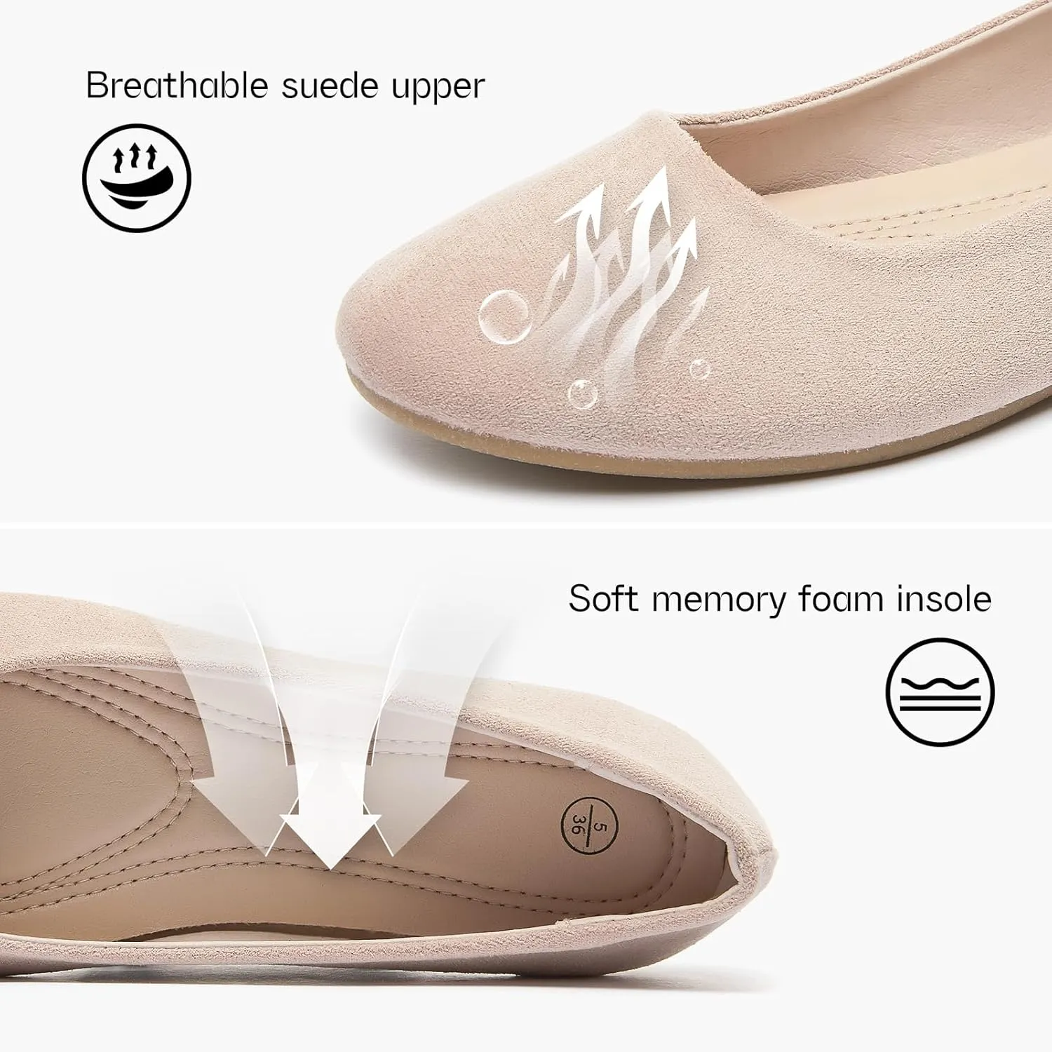Shupua Flats for Women Round Toe Flat Shoes Dressy Black Ballet Flats Comfortable Womens Dress Shoes Ballerina Flats for Work