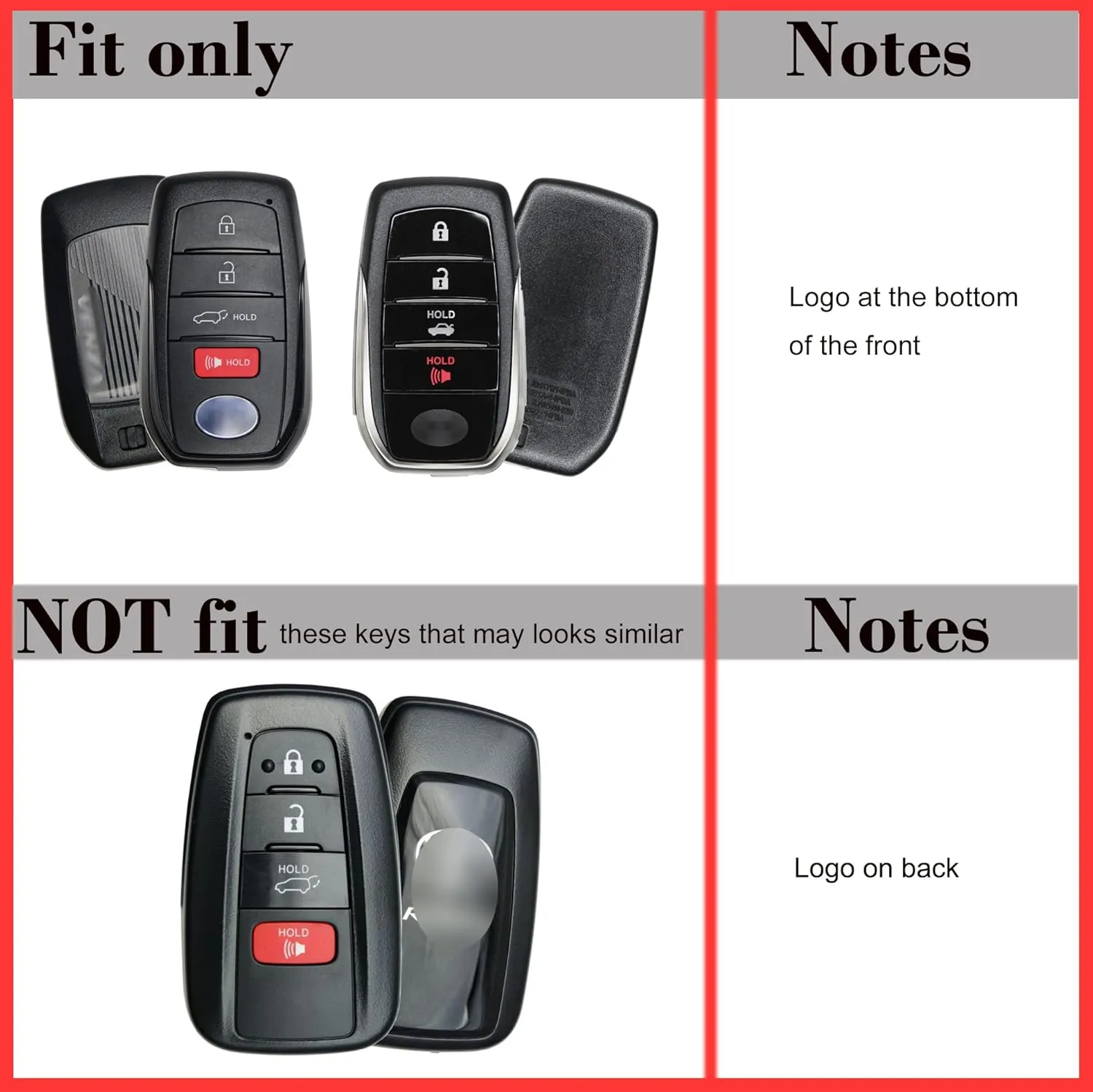 Silicone 3 Racing Stripes /// Trimed Key Fob Cover for Toyota 2019  Land Cruiser 2021  Venza RAV4 4Runner Corolla Se Grand Highlander Tundra Crown 2022  Tacoma Trailhunter TRD SR5 Corolla Camry XSE SE