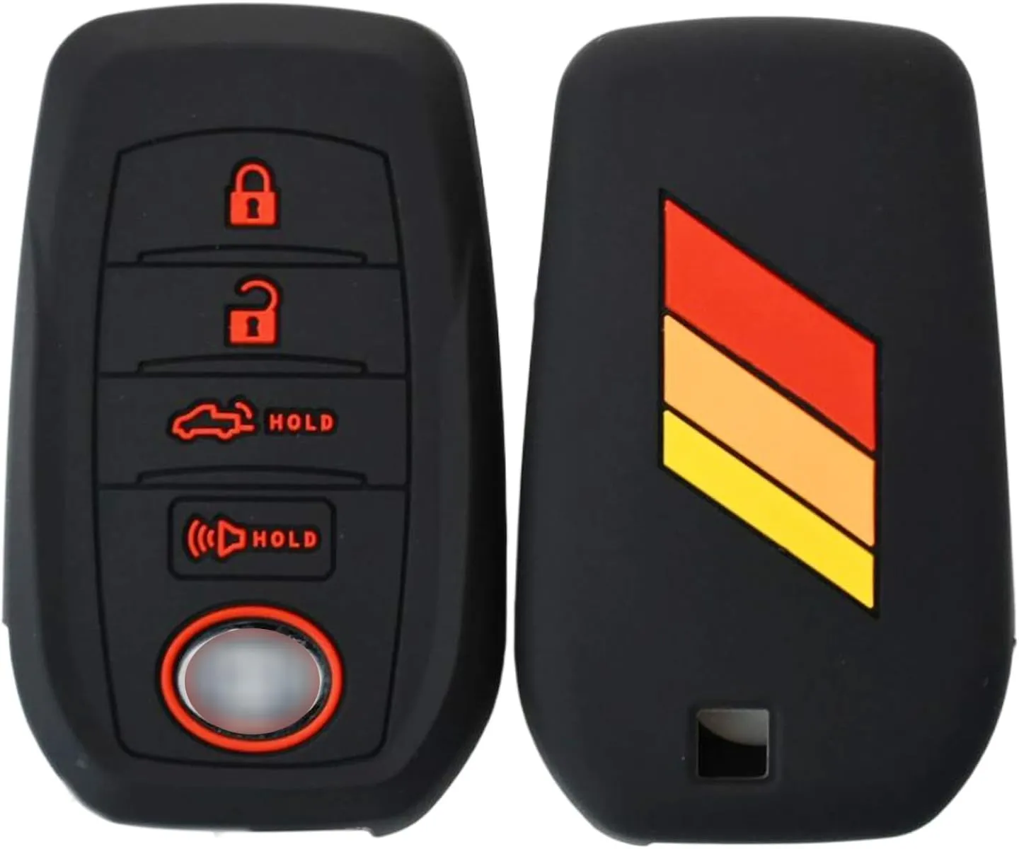 Silicone 3 Racing Stripes /// Trimed Key Fob Cover for Toyota 2019  Land Cruiser 2021  Venza RAV4 4Runner Corolla Se Grand Highlander Tundra Crown 2022  Tacoma Trailhunter TRD SR5 Corolla Camry XSE SE