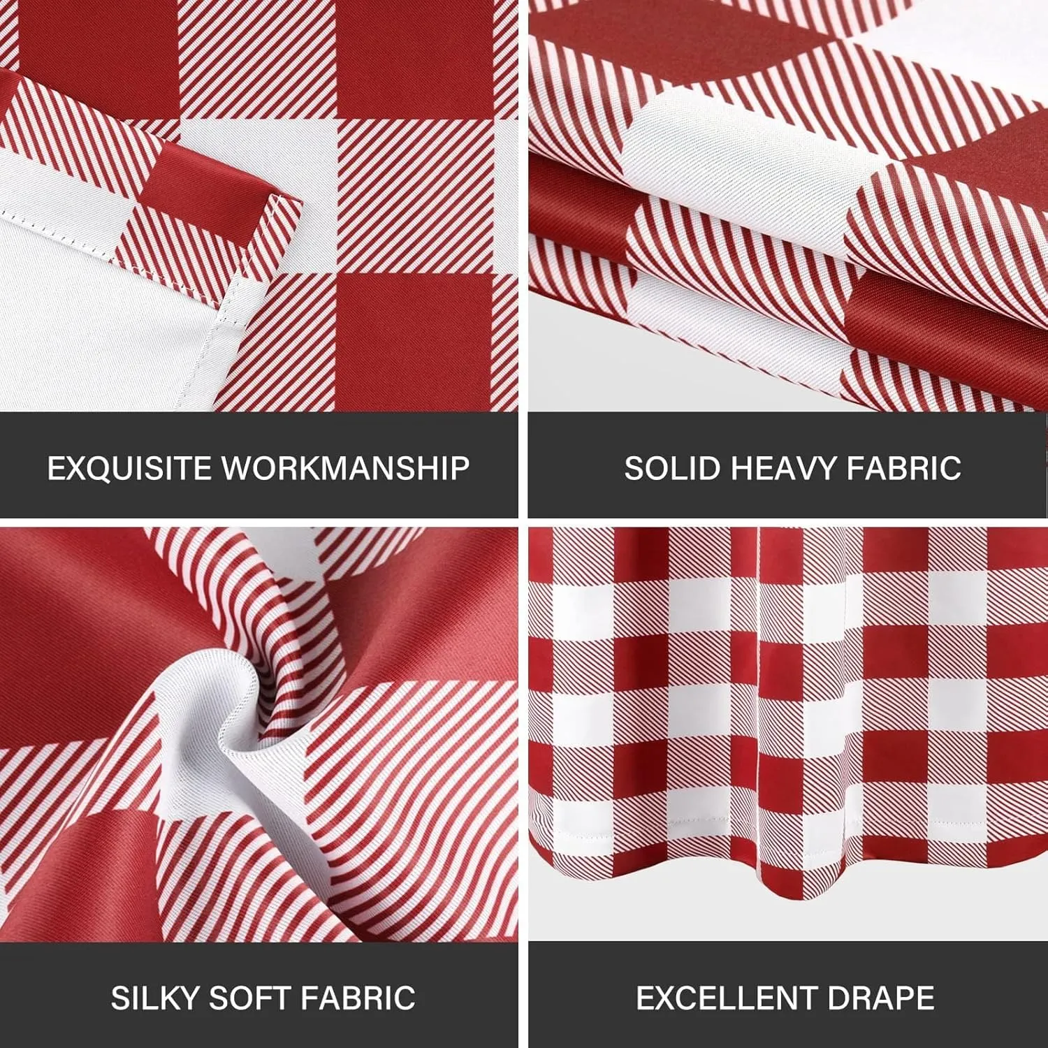 Simple Deluxe 2 Panels Set Blackout Buffalo Plaid Curtains Panels for Bedroom, Living Room, Patio Sliding Door, 95 inches Drop Thermal Insulated Grommet Drapes, 37" W x 95" L, White&Red, New