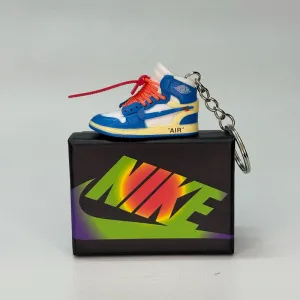 Single Sneaker Keychain - AJ1 UNC Off-White High With Box