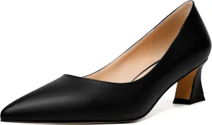 SKYSTERRY Womens Evening Slip On Fashion Pointed Toe Matte Spool Low Heel Pumps Shoes 2 Inch