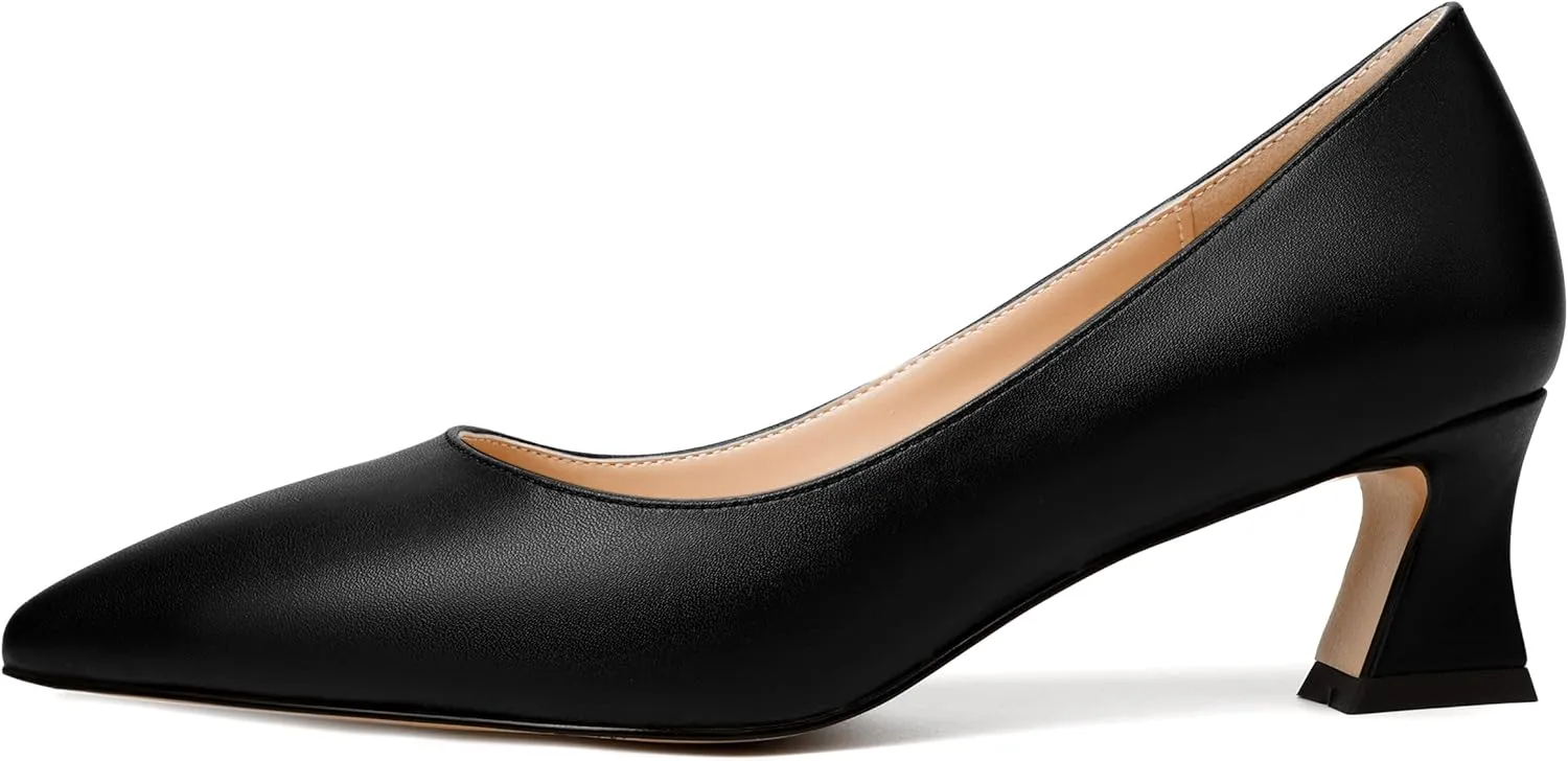 SKYSTERRY Womens Evening Slip On Fashion Pointed Toe Matte Spool Low Heel Pumps Shoes 2 Inch